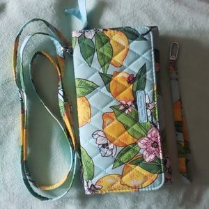 Vera Bradley "Lemon Grove" pattern crossbody purse (converts to wristlet/wallet)